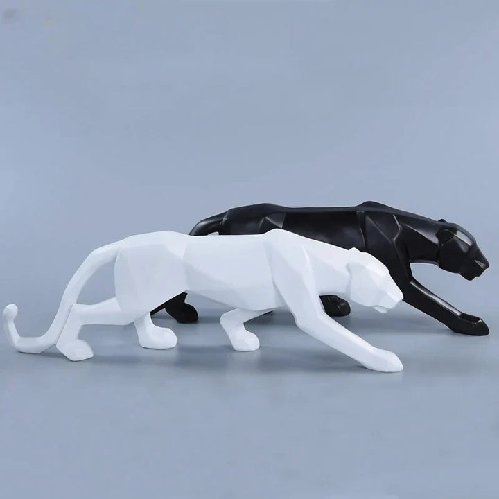 Panther Statue, Animal Figure, Abstract Geometric Style, Resin, Leopard Sculpture, Home Office, Desktop Decoration, Crafts