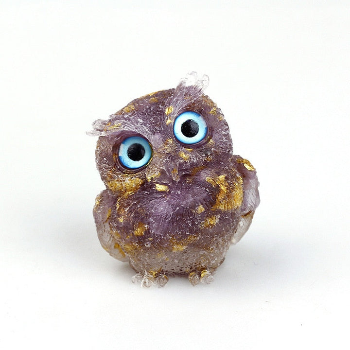 Natural Crystal Owl Figurine: Handmade Collector&