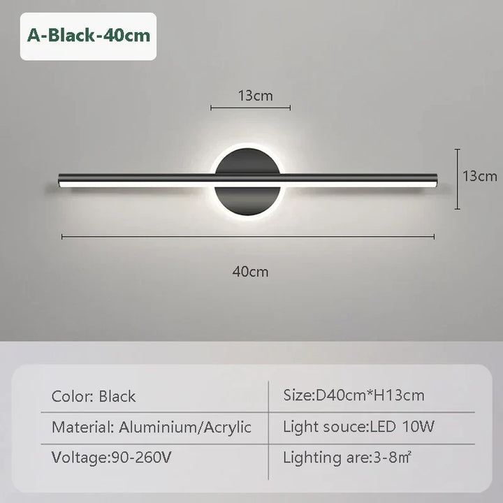 LED Wall Light LineaLux | Black &amp; Gold | 40/60/80 cm | Warm, Cold &amp; Three-color Light | Modern Mirror &amp; Wall Lighting