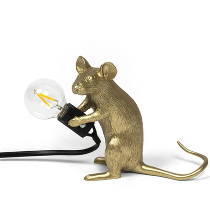 Modern LED Animal Table Lamps: Resin Rat, Cat, and Squirrel Night Lights