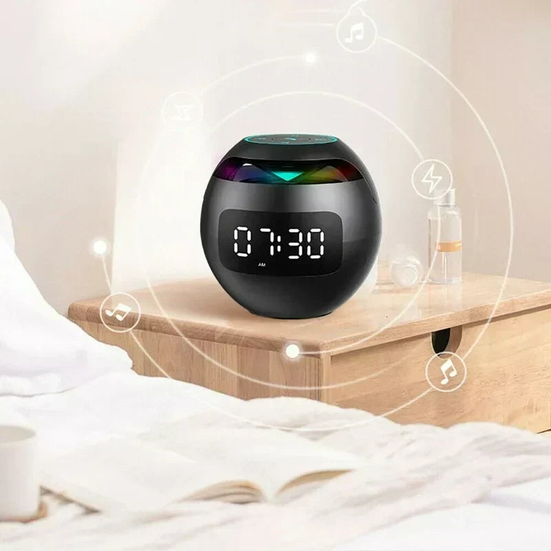 Digital LED Alarm Clock with Bluetooth Speaker &amp; colorful Night Light – Motion Sensor, Rechargeable, 5W Sound