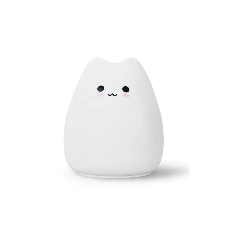 Charming Cat Silicone Night Light with 7-color Touch Sensor
