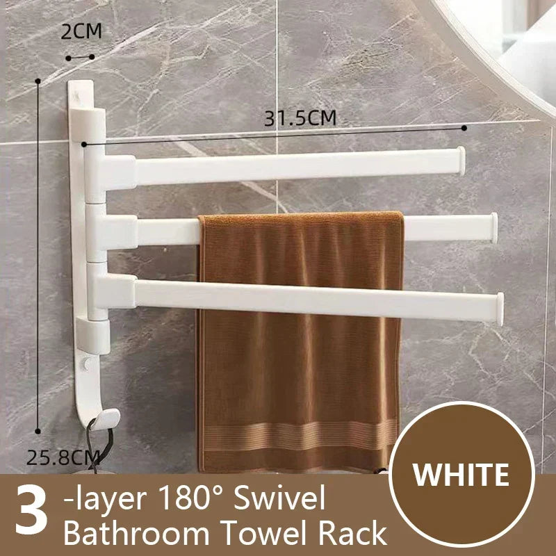 Bathroom Towel Holder Rotatable Towel Rack Space Aluminum 1/2/3/4/5-Bar Towel Holder Kitchen Shelf Kitchen Hanging Shelf Wall Mounted