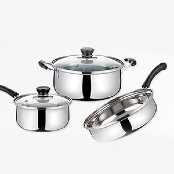 3 piece cookware set made of stainless steel