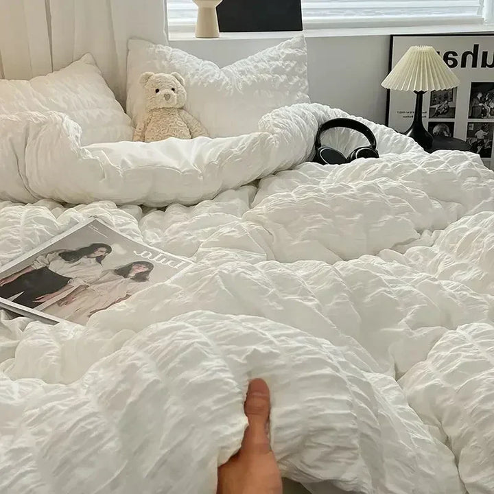 ChicParis | Seersucker Bedding Set – Lightweight, Soft &amp; Elegant French-Style Duvet Cover Set