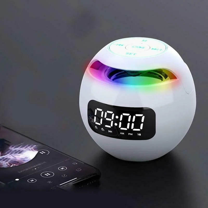 Digital LED Alarm Clock with Bluetooth Speaker &amp; colorful Night Light – Motion Sensor, Rechargeable, 5W Sound