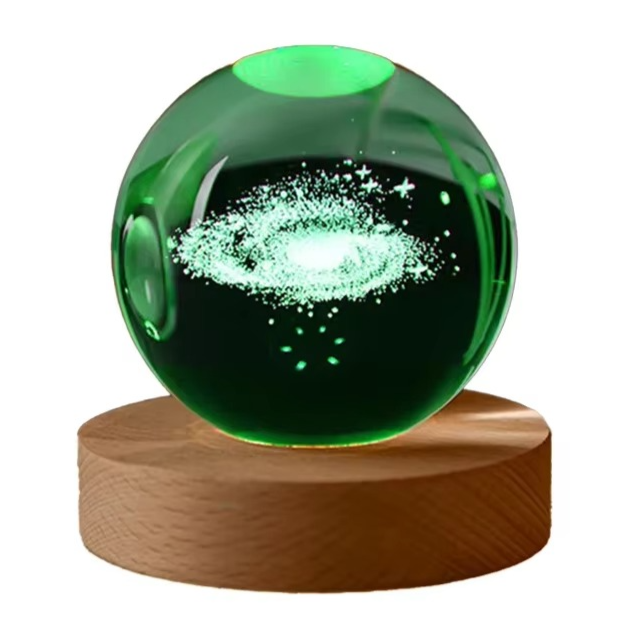 2.36 in RGB Crystal Ball Night Light with Milky Way and Moon - Cosmos-Inspired Bedside Decoration