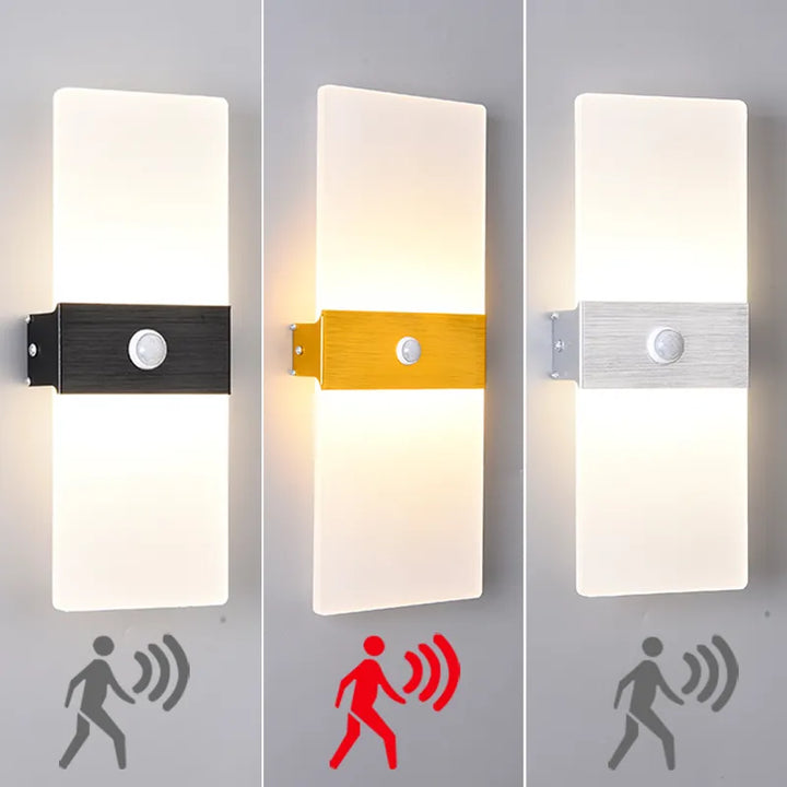 Wall light with motion sensor, drawing, aluminum, acrylic, decoration, lighting, wall light, interior, kitchen, bedroom, hallway, corridor