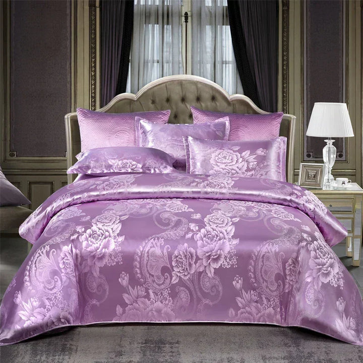 Satin Rayon Jacquard Duvet Cover Set 264x229cm – Luxury Summer Bedding for Comfortable Sleep &amp; Home Décor