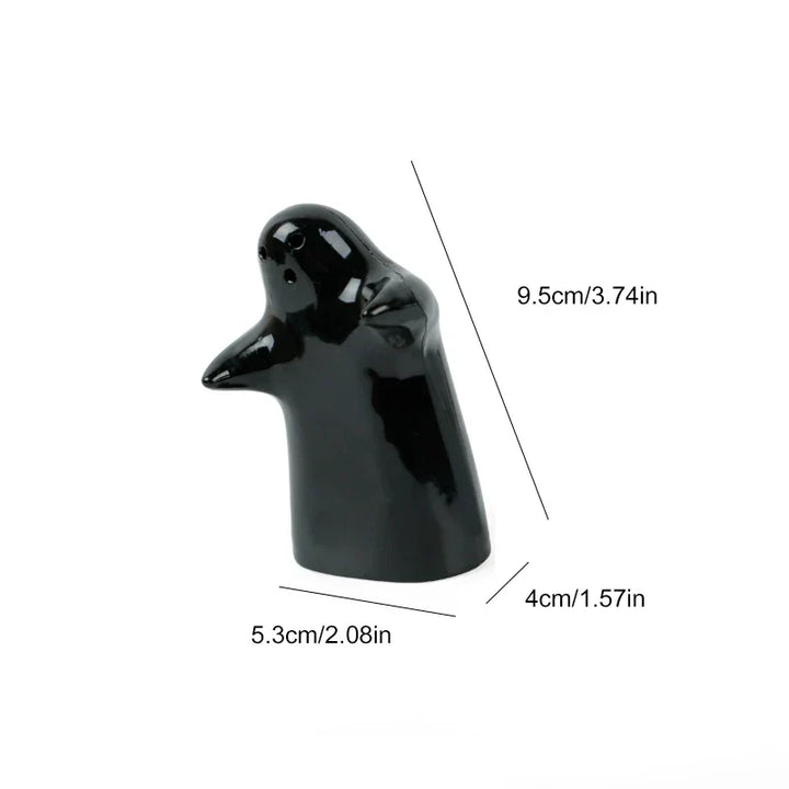 Cute Embracing Ghosts Black and White Ceramic Salt and Pepper Mill