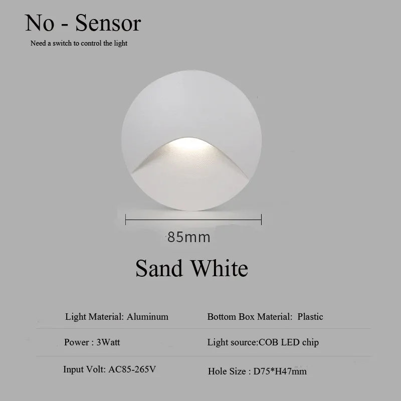 Modern waterproof IP65 LED recessed wall lamp for outdoor lighting - 3W embedded step &amp; staircase balcony portal light