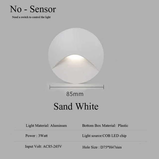 Modern waterproof IP65 LED recessed wall lamp for outdoor lighting - 3W embedded step & staircase balcony portal light