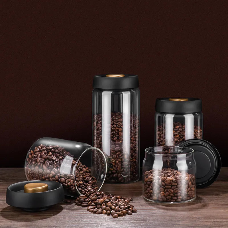 GIANXI Vacuum Sealed Jug, Coffee Beans, Glass, Airtight Canister, Food, Grains, Sweets, Fresh Keeping Container, Kitchen Accessories