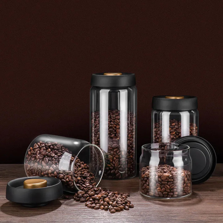 GIANXI Vacuum Sealed Jug, Coffee Beans, Glass, Airtight Canister, Food, Grains, Sweets, Fresh Keeping Container, Kitchen Accessories