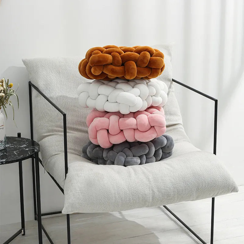 Living Room Soft Plush Knot Pillow Sofa Pillow Solid colour Square Handwoven Home Throw Pillow Square Woven Seat Cushion Pillow