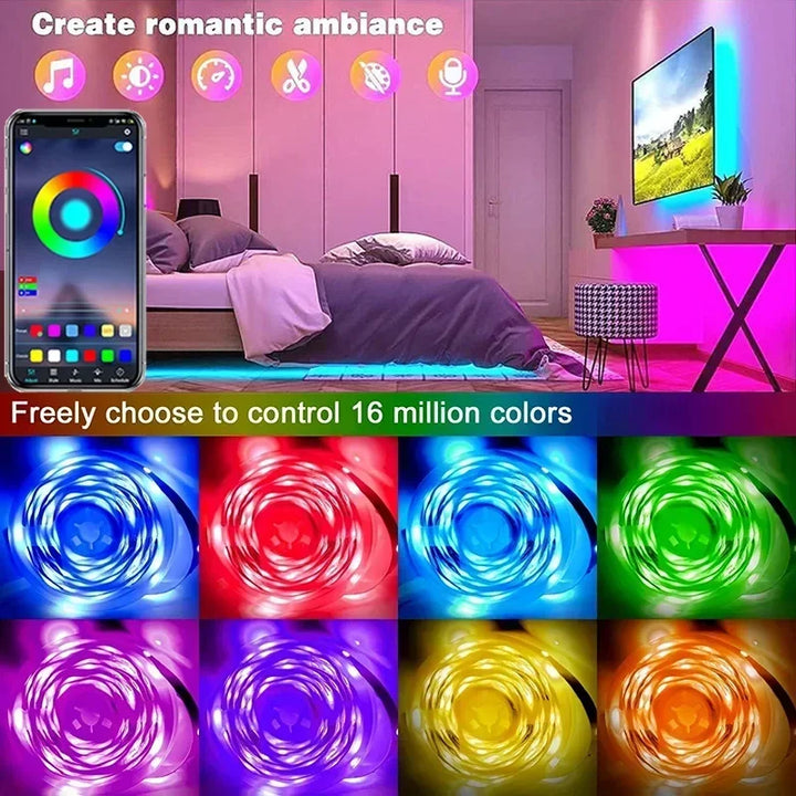 RGB 5050 LED Strip Light with Remote Control &amp; App Control - USB-powered
