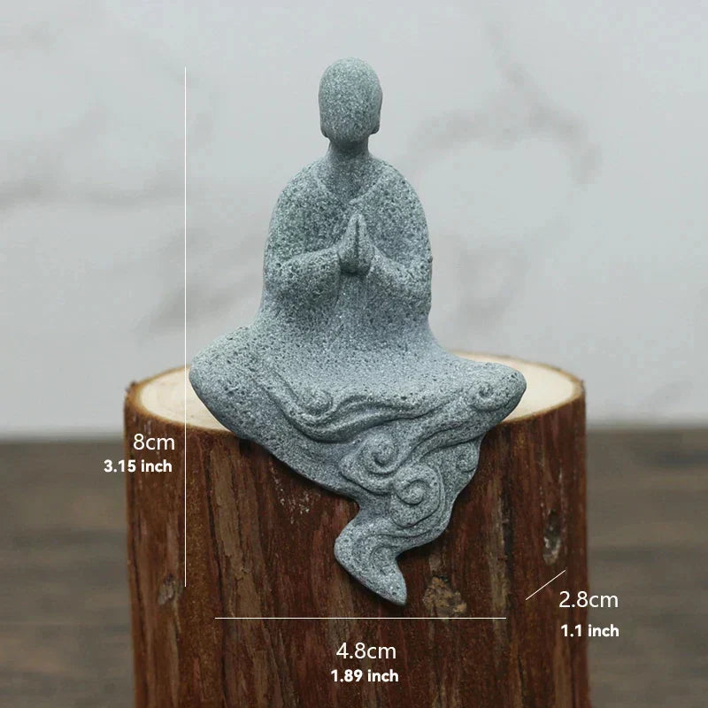 Buddha Stone Statue Small Buddhist Monks Tibetan Buddhism Figures Zen Garden Ornament Meditation Home Aquarium Decoration