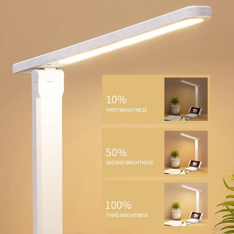 6000mAh rechargeable LED table lamp USB 3 color stepless dimmable desk lamp touch foldable eye-protecting reading night light