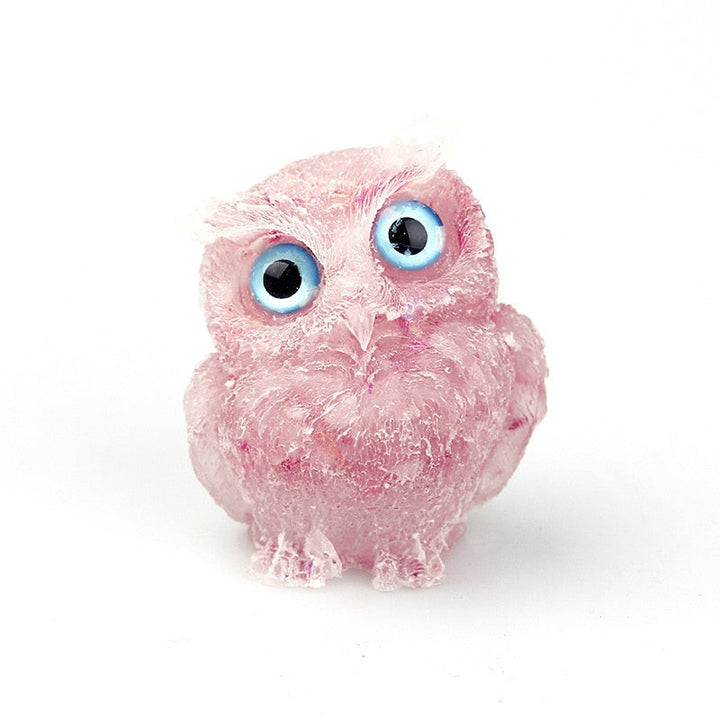 Natural Crystal Owl Figurine: Handmade Collector&