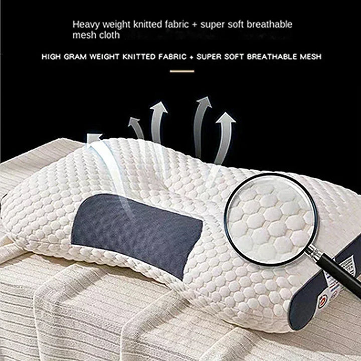 Orthopedic neck pillow with reverse traction for a patient, 48 x 74 cm