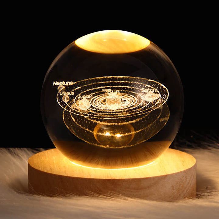 Creative Decorative Star System Crystal Ball USB LED Night Light Table Lamp