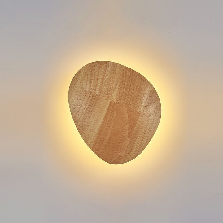 Modern Minimalist Round Irregular Oval Wood LED Wall Light Lamp for Living Room