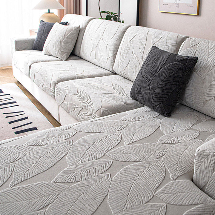 Modern Leaf Jacquard Waterproof Anti-Scratch Stretch Full Cover Sofa Cover