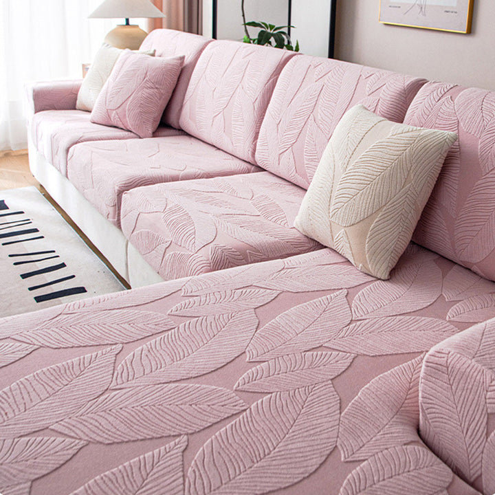 Modern Leaf Jacquard Waterproof Anti-Scratch Stretch Full Cover Sofa Cover