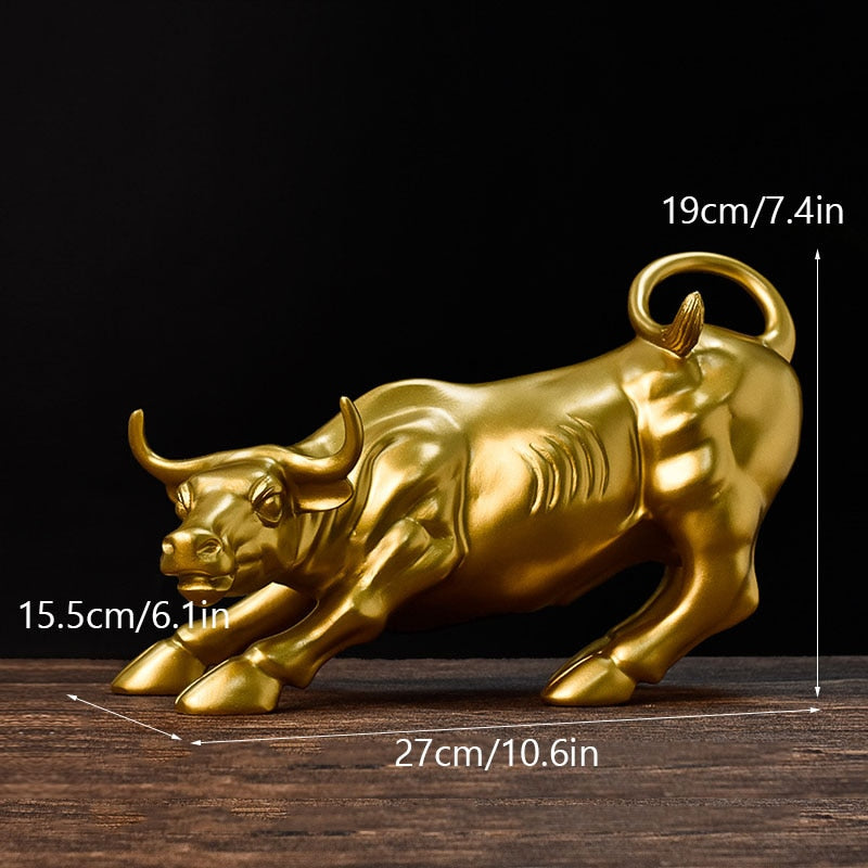 Graffiti-Painting Resin Bull Figures Home Living Room Bedroom Office Desktop Feng Shui Ornaments Collection Statues