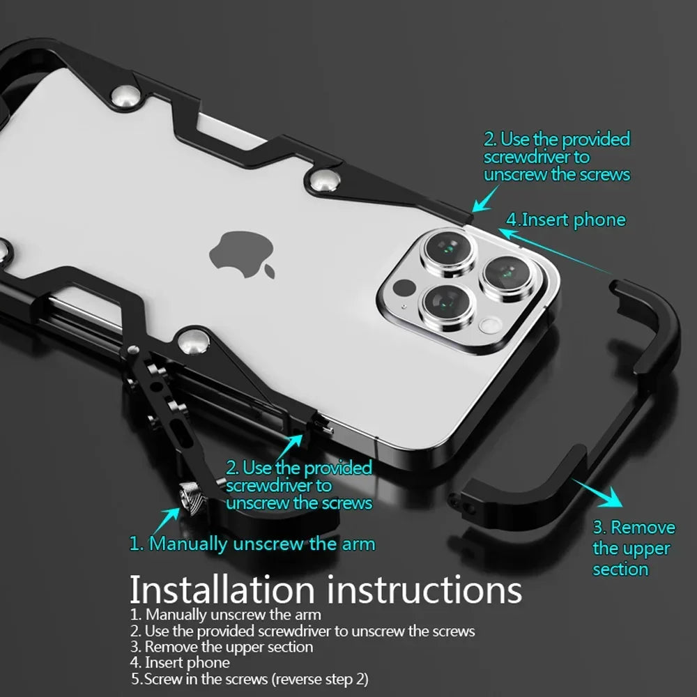 Tactical Grip Shockproof Alloy Frame iPhone Case