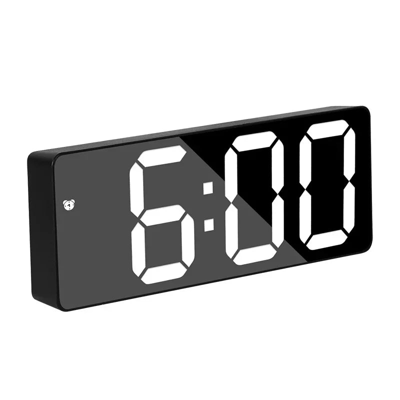 Modern Electronic Mirror Alarm Clock with LED Display, Alarm Function and Temperature Display – Stylish Digital Clock for Bedroom and Office |