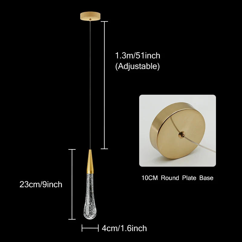 Crystal LED Pendant Lights: Perfect for Bedrooms, Dining Rooms, Bar - Water Droplet Chandelier, Stair Lamp for Interior Decoration