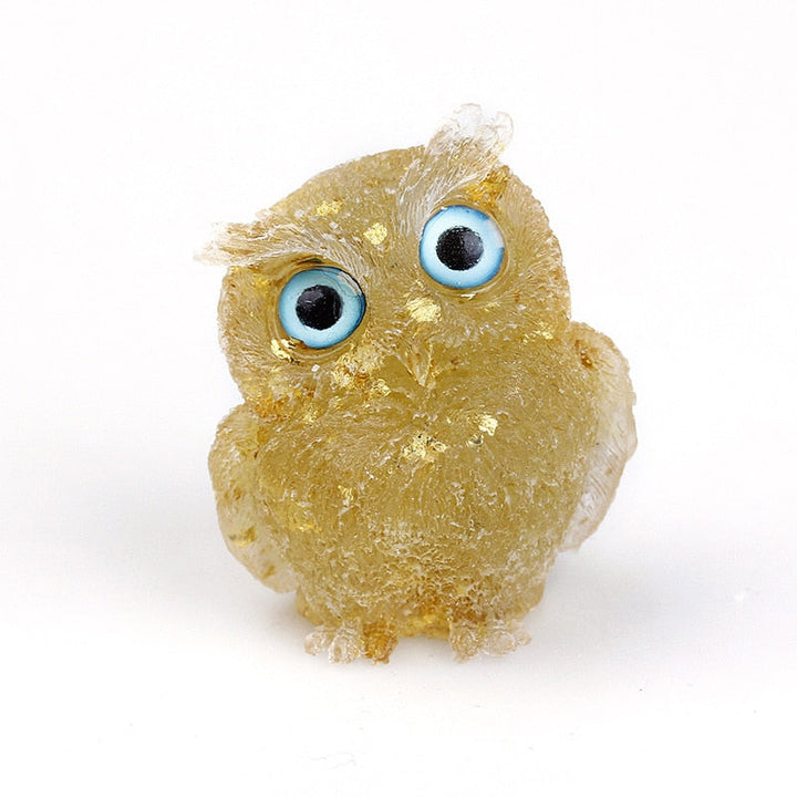 Natural Crystal Owl Figurine: Handmade Collector&