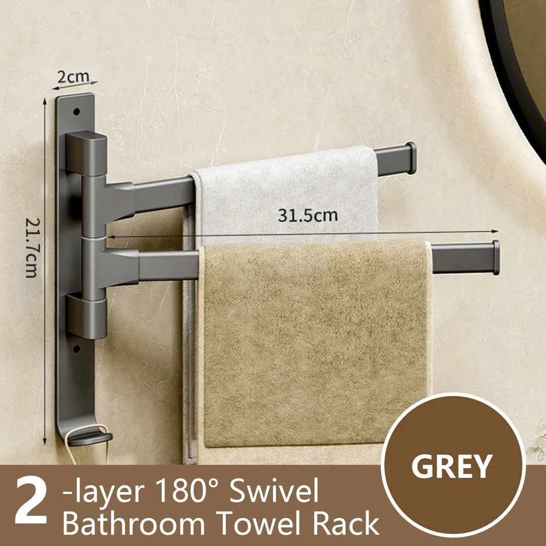 Bathroom Towel Holder Rotatable Towel Rack Space Aluminum 1/2/3/4/5-Bar Towel Holder Kitchen Shelf Kitchen Hanging Shelf Wall Mounted