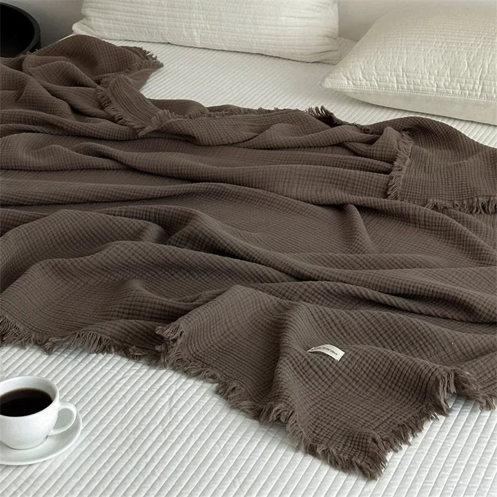 Solid color cotton sofa blanket