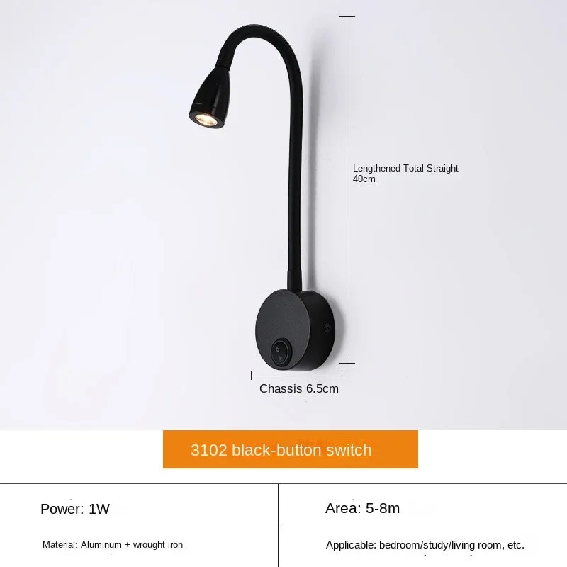 Versatile LED Wall Lamp: Modern, Flexible, Perfect for Reading in Bed