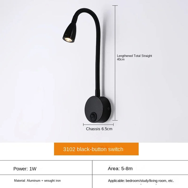 Versatile LED Wall Lamp: Modern, Flexible, Perfect for Reading in Bed