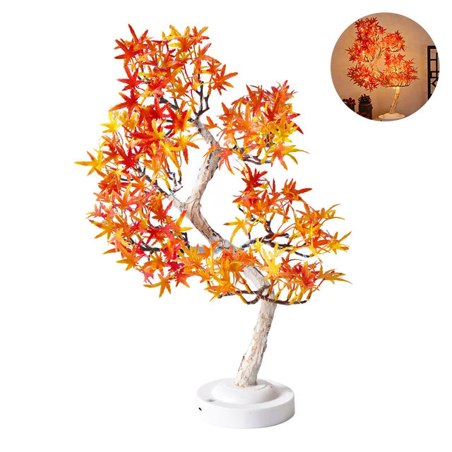 LED Maple Leaf Bonsai Tree Night Light – Decorative Table Lamp for Living Room and Bedroom |
