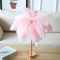 Ostrich Night Light | Eccentric Lamp with Feathers & Rose Gold Base |