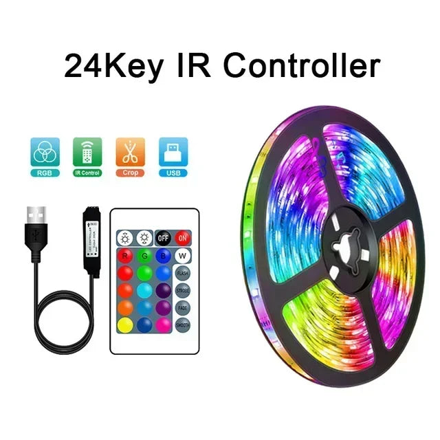 RGB 5050 LED Strip Light with Remote Control &amp; App Control - USB-powered
