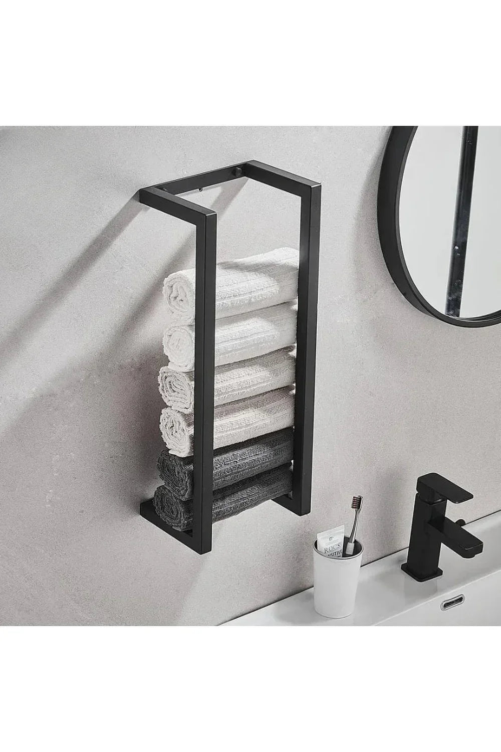 Slim Black Bathroom Shelf