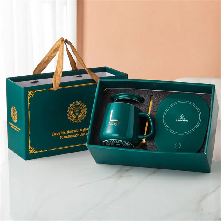 Smart Ceramic Mug Heater Cup Coaster Warmer Thermostat Coffee Heating Electric Mug Set Milk Tea Heating Water Home Office Gift