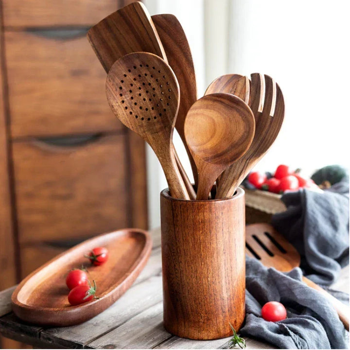 AcaciaLuxe – Versatile Kitchen Set with Natural Elegance
