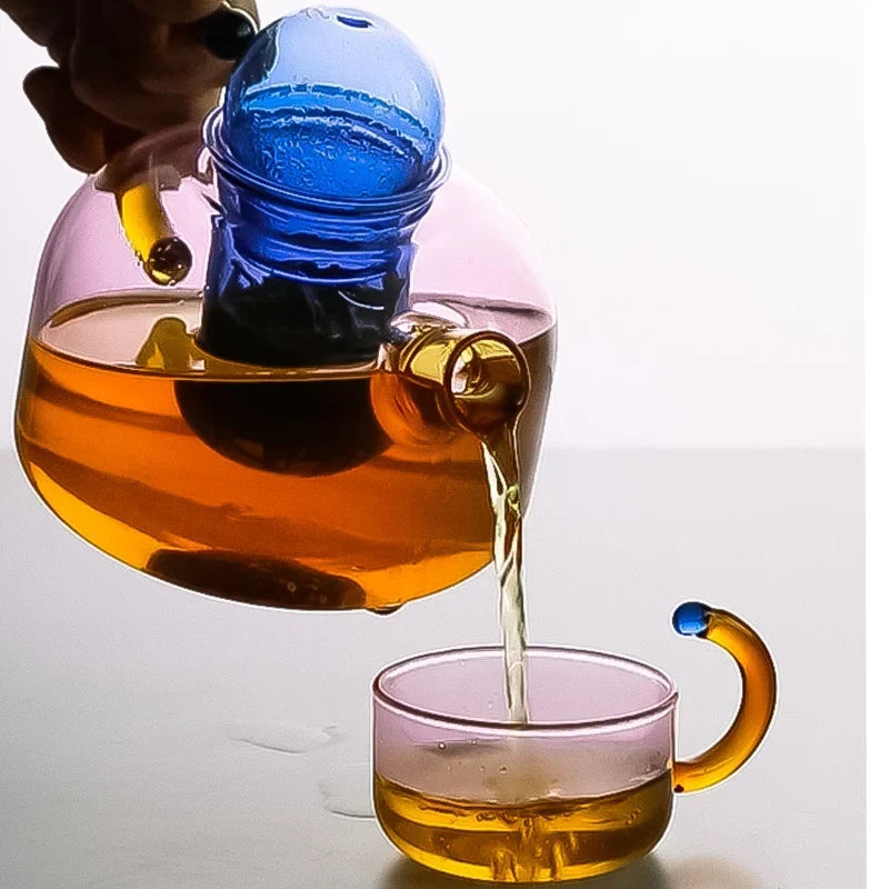 Contrasting color Glass Tea Set