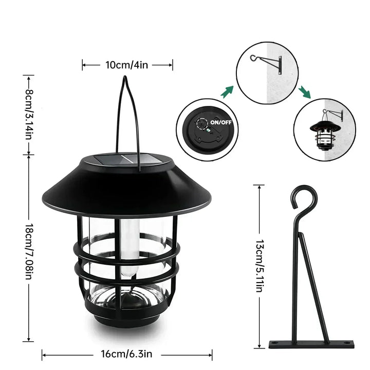 Solar Wireless Waterproof Flickering Sun Flame Lantern Light | - WallLant