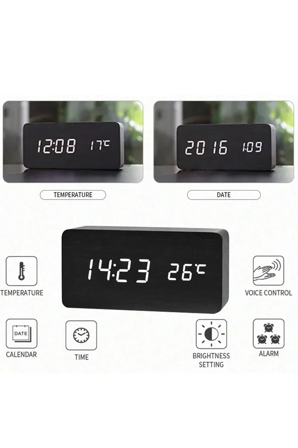Wood LED Digital Clock