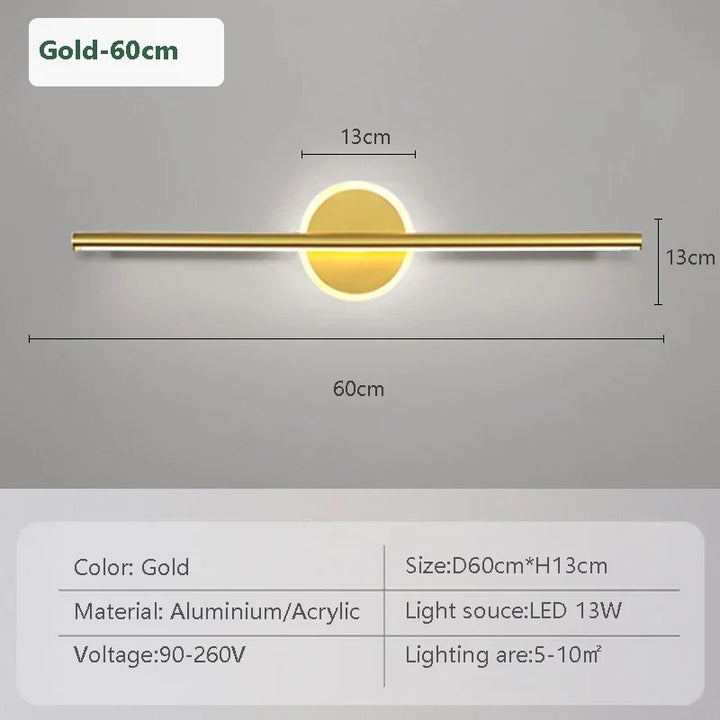 LED Wall Light LineaLux | Black &amp; Gold | 40/60/80 cm | Warm, Cold &amp; Three-color Light | Modern Mirror &amp; Wall Lighting