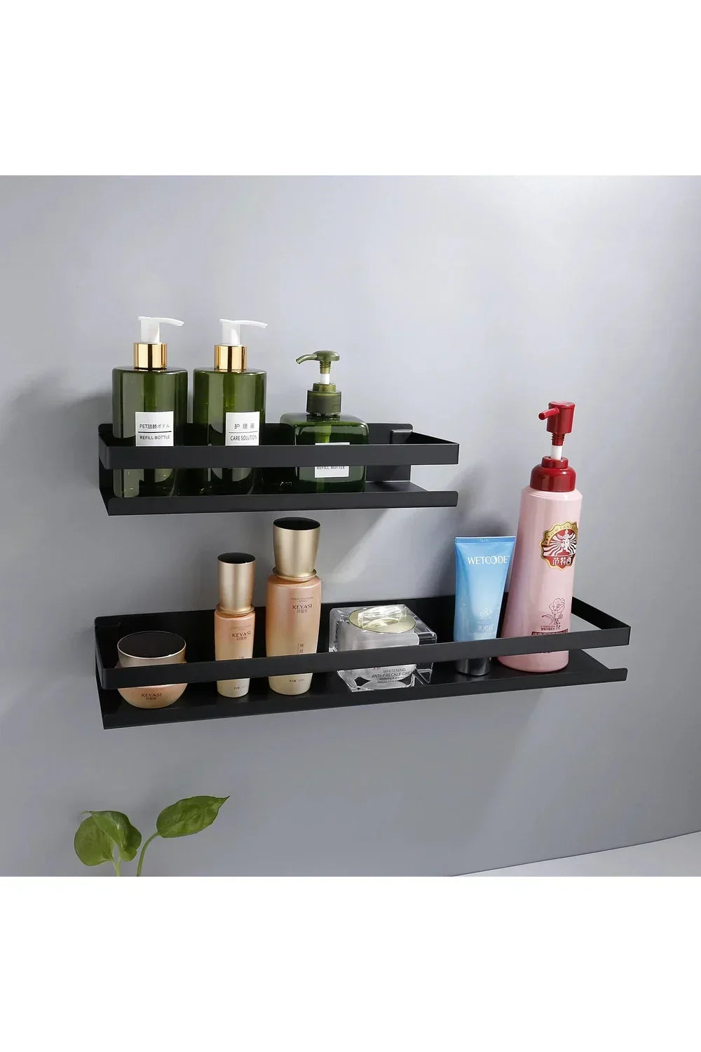 Modern black floating shelves