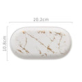 Nordic Ins Ceramic Marble Oval Tray Jewelry Storage Tray Accessories Soap Holder Golden Wave Bathroom Cup Bath Decoration