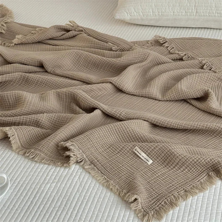 Solid color cotton sofa blanket